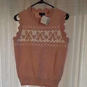 Blush Pink Sweater with Scalloped Neckline